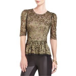 Pre Owned BCBG Max Axria Gold Lace Peplum Too SZ 02